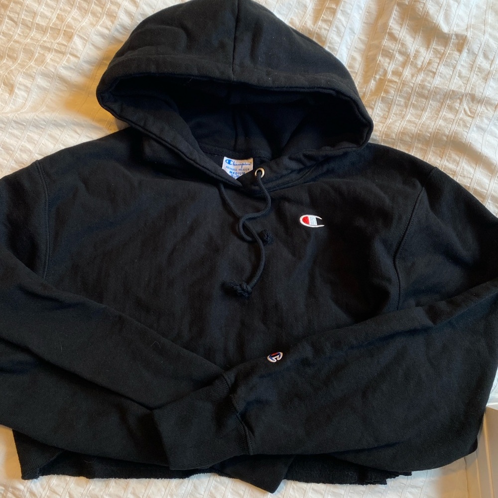 Champion Black Cropped Hoodie